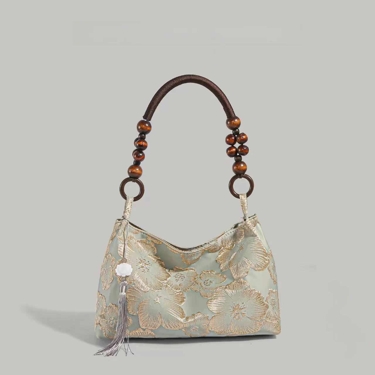 

New Chinese Sle Embroidered Handbag Women's Casual Beaded oulder Bag Versatile Underarm Bag Soft Polyester Magneti...