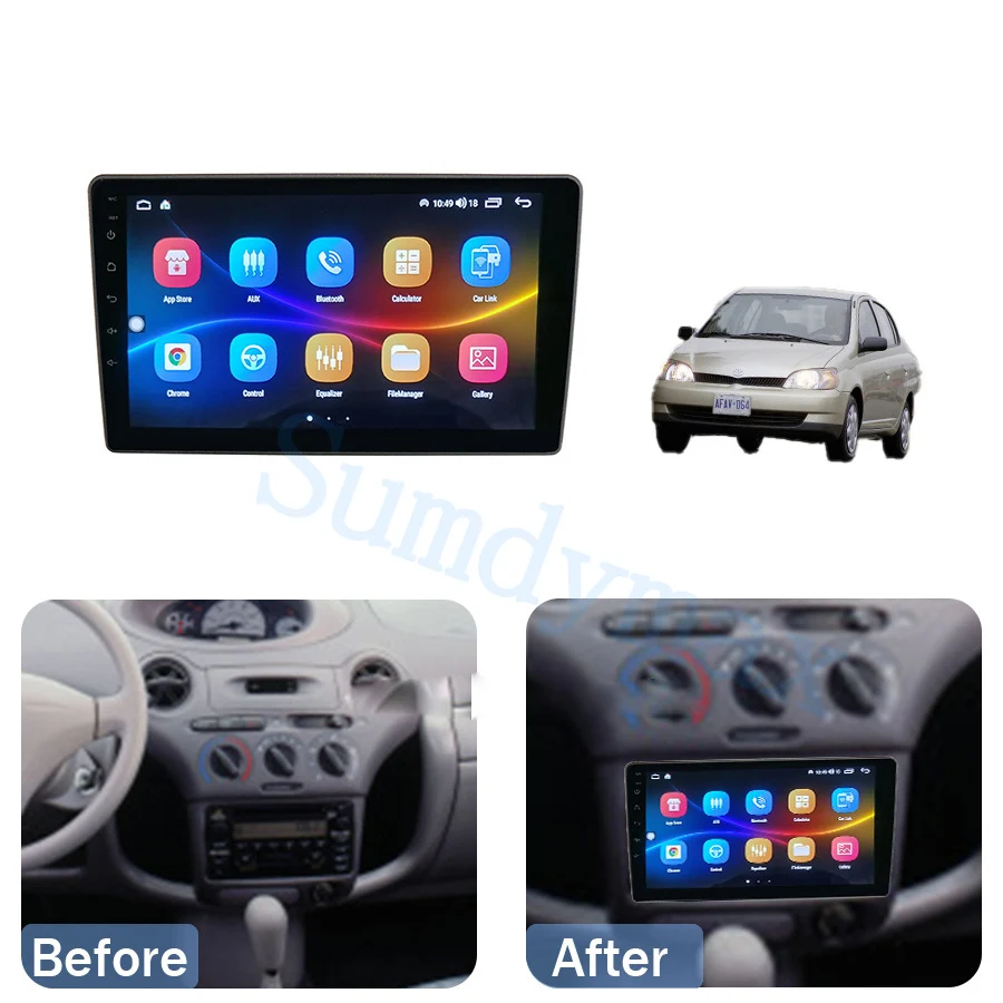 9Inch Car Radio Fascia for Toyota Yaris Vitz Echo 1995-2005 DVD Stereo Frame Plate Adapter Mounting Dash Installation Trim Kit