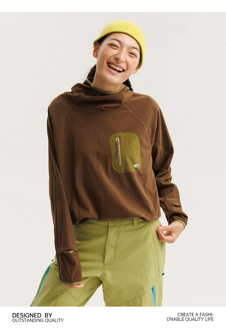 Unisex Leichtgewicht Waffelstruktur Hoodie Schnelltrocknend Langarm T-Shirt Atmungsaktiver Outdoor Sportlicher Pullover für Frühling Herbst – Detail 26