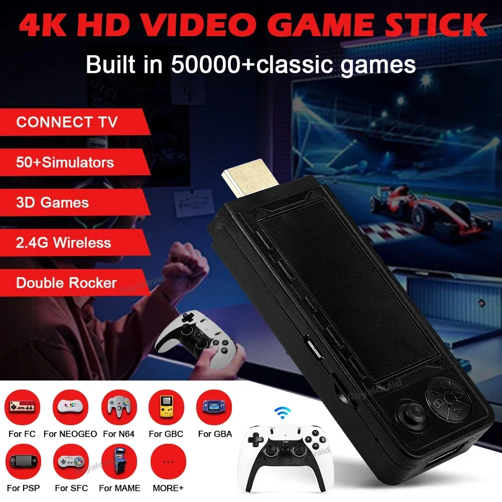 128G 256G X9 PRO GameStick 4KHD TV لعبة فيديو وحدة التحكم ألعاب ثلاثية الأبعاد لـ PSP/PS1/N64/NDS 40 + محاكاة ألعاب ريترو وحدة تحكم مزدوجة 2.4G