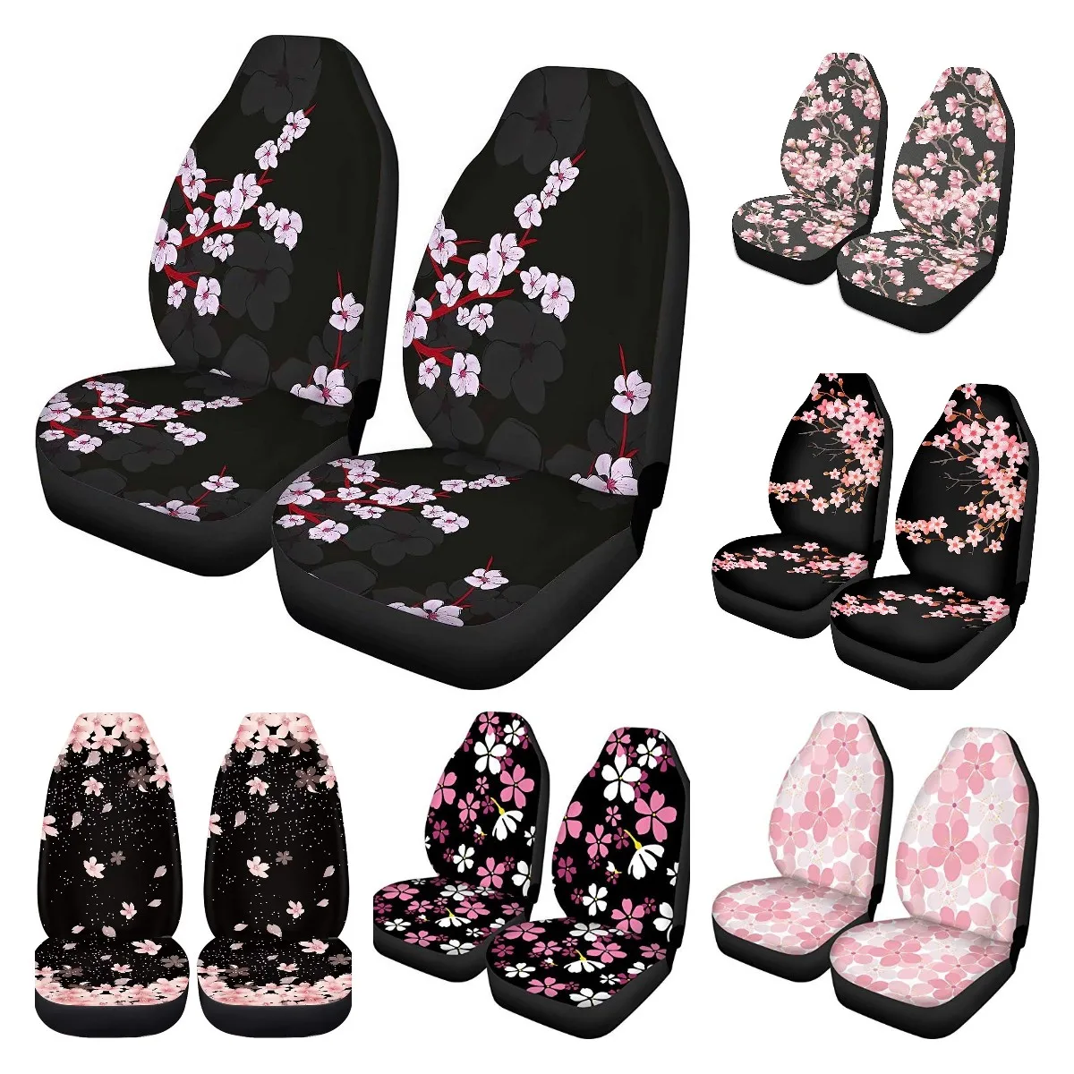 

Flowers Cherry Blossoms Printed Car Seat Covers Set of 2 Front Bucket Seat Protector Accessories Universal Fit Most Cars Trucks