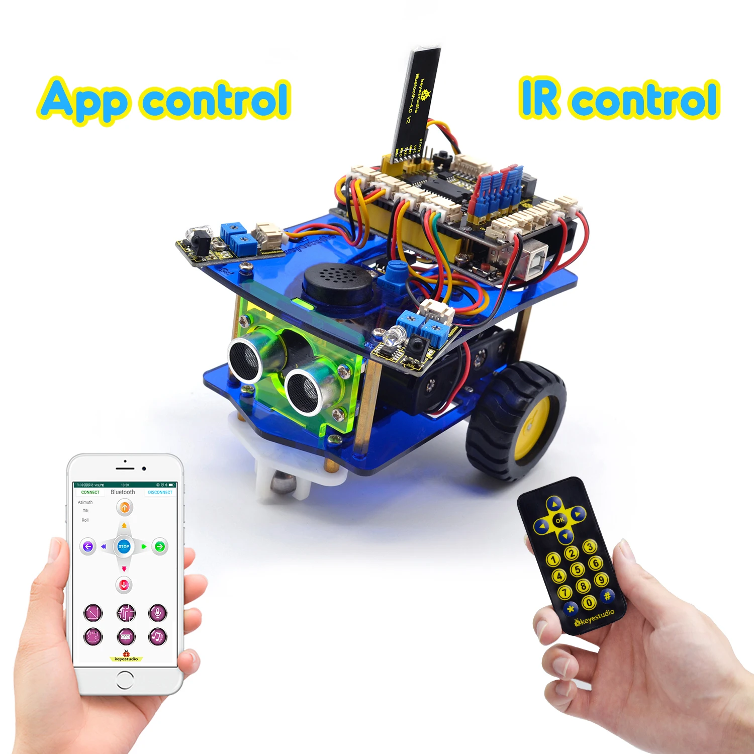 Keyestudio Bluetooth Smart Robot Car Kit  Desktop Mini  for Arduino Support STEM & Mixly Learning STEM DIY Learning