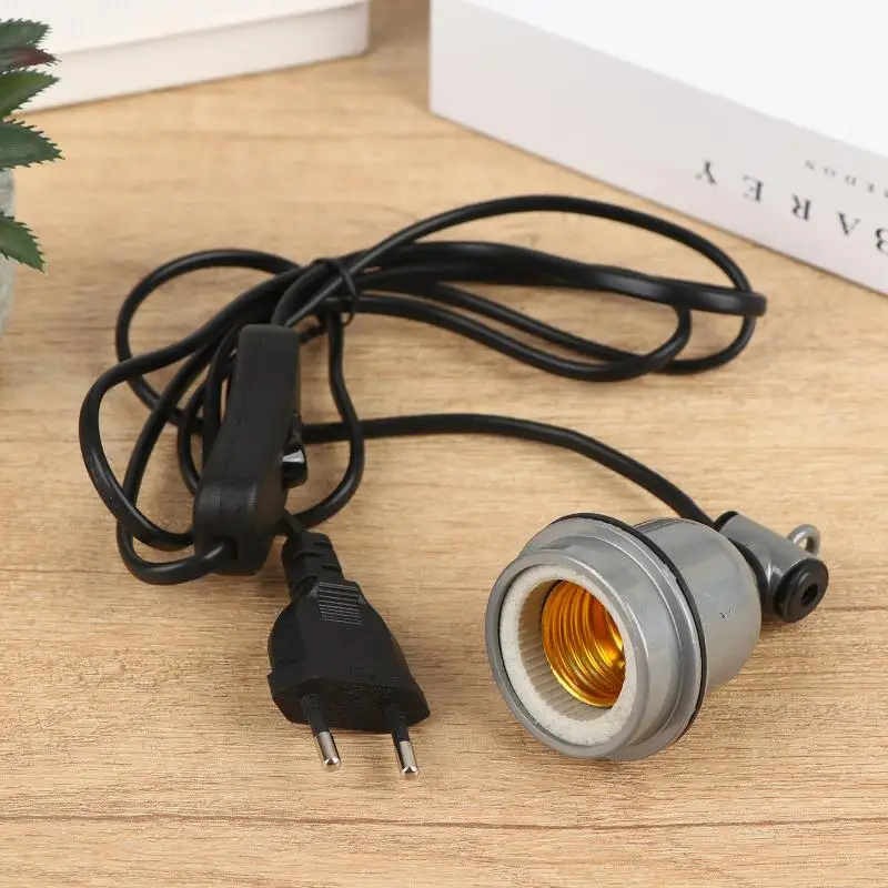 E27 Reptile Heating Lamp Holder with Spiral Light Socket and Adjustable Power Cord Switch for Snake Turtle Enclosure