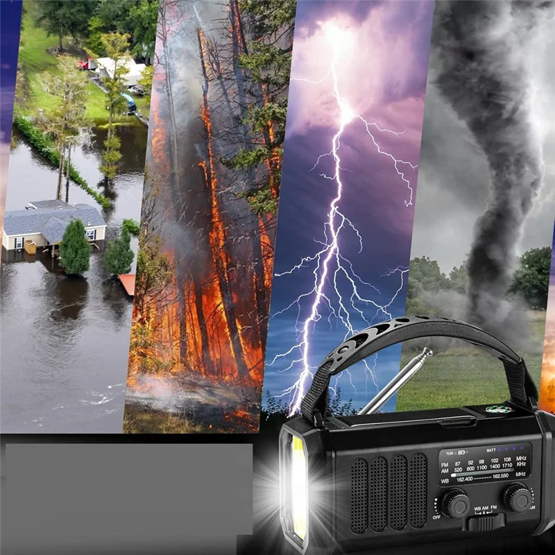 

B37B-Upgrade 20000Mah Emergency Weather Radio FM/AM/WB,Hand Crank Radio,Flashlight,Solar Powered For Outdoor Camping