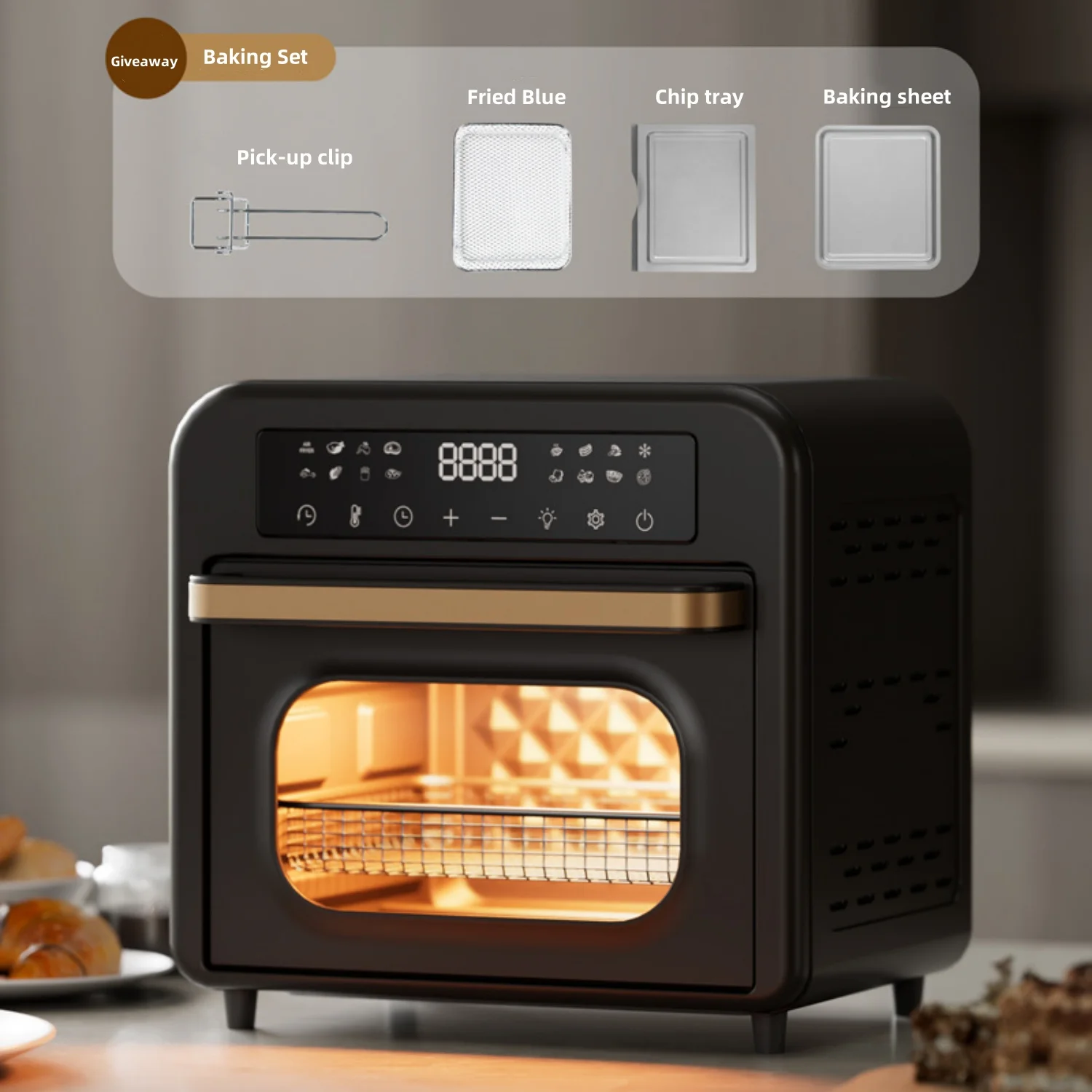 เครื่องย่างเตาอบหม้อทอด Air fryer 1300W 16เมนูอัจฉริยะ7 in 1เครื่องย่างเตาอบหม้อทอด Air fryer อเนกประสงค์ขนาดใหญ่