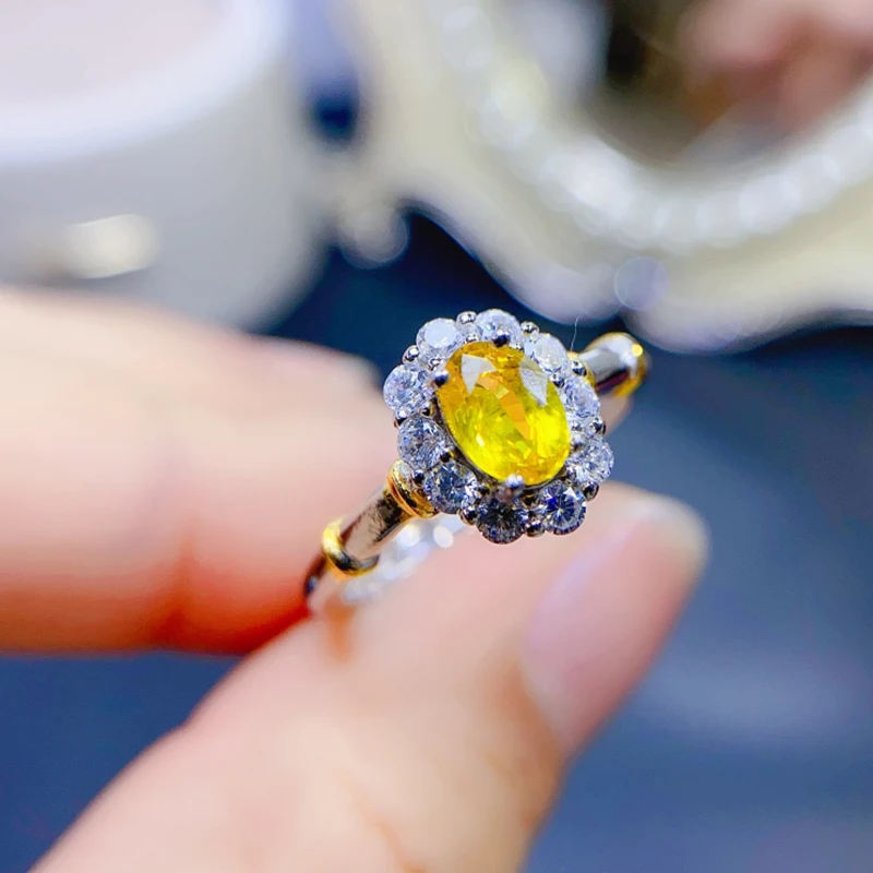 

Natural Yellow Sapphire Rings for women silver 925 jewelry luxury gem stones 18k gold plated free shiping items