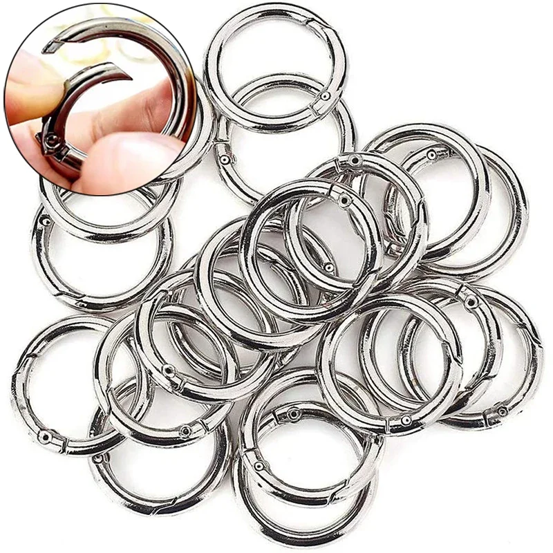 10Pcs/Lot Metal Spring Openable Metal Spring Gate O Ring for DIY Jewelry Making Keychain Bag Clips Hook Connector 20/25/28mm