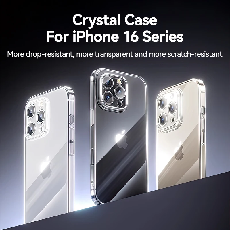 Joyroom Transparent Phone Case For iPhone 16 Pro Max Crystal Case Anti-Yellow Lens Protection Phone Cover For iPhone 16 Pro