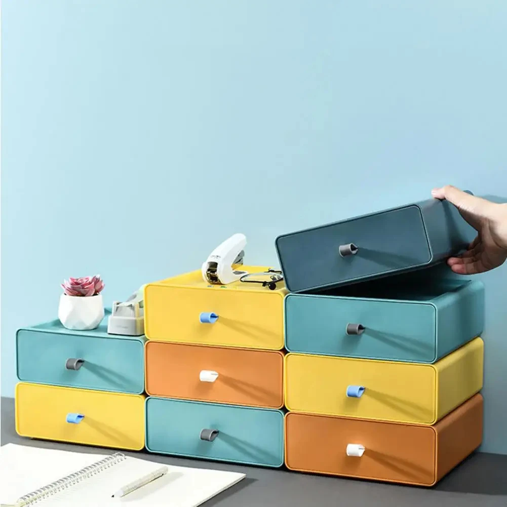 Stackable Dustproof Storage Box Desktop Drawer Storage Box Large Capacity Stationery Sundries Organizer for School Office