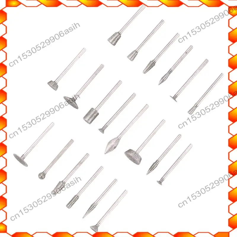 

-AT52 Stone Carving Set Diamond Burr Bits,20PCS Polishing Kits Rotary Tools Accessories With 1/8 Inch Shank For Carving
