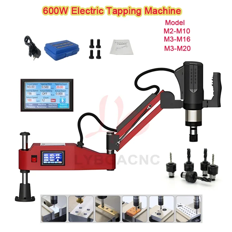 Electric Tapping Machine Threading Equipment M2 M3 M10 M16 M20 Vertical Universal Type Tapper Optional Servo Motor 600W