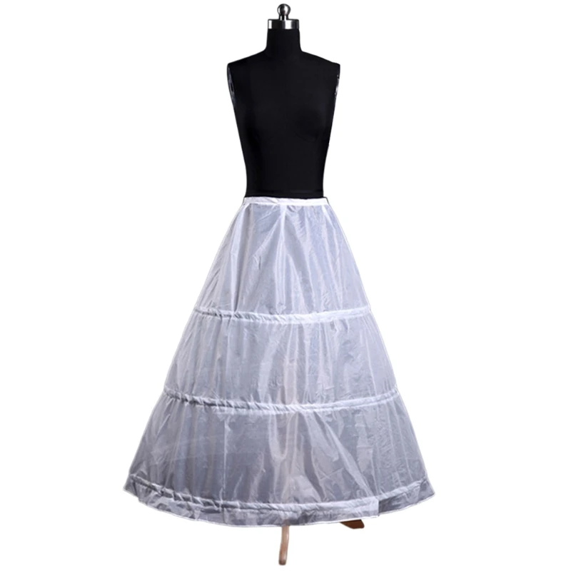 Einfache Frauen A-linie Voller Länge 3 Hoops Petticoat Hochzeit Slips Krinoline Unterrock