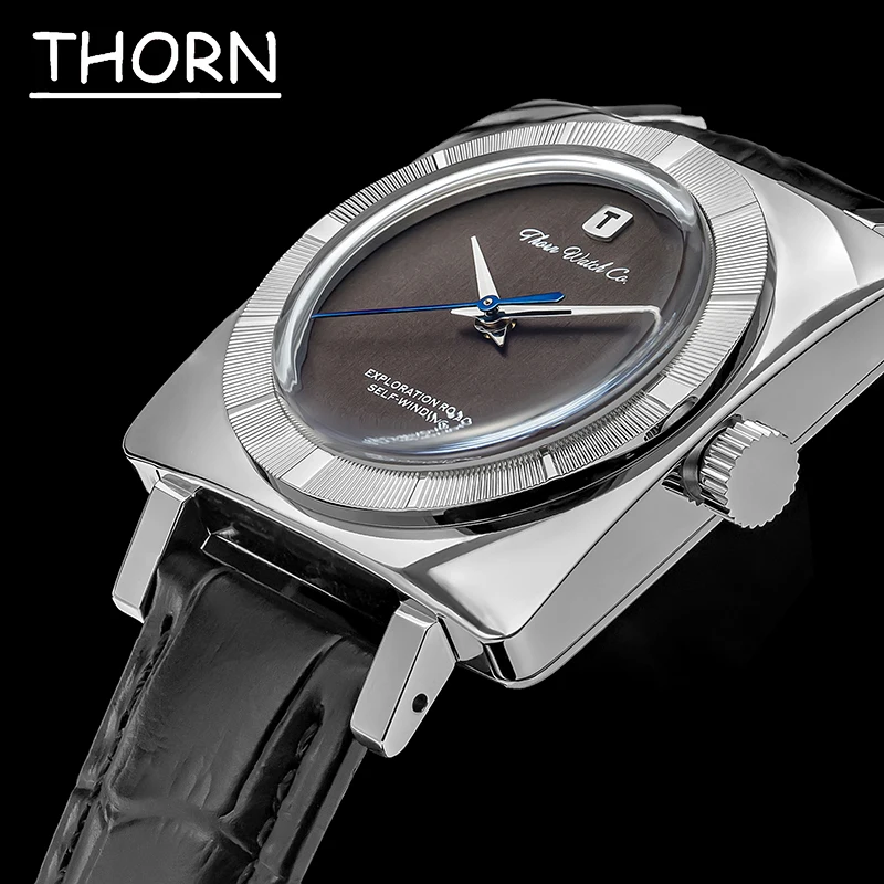 Thorn T016 Vintage Uhr PT5000 Uhrwerk 316L Edelstahl Quadratisches Gehäuse Herrenuhren Saphirglas AR-Beschichtung Luxusuhr