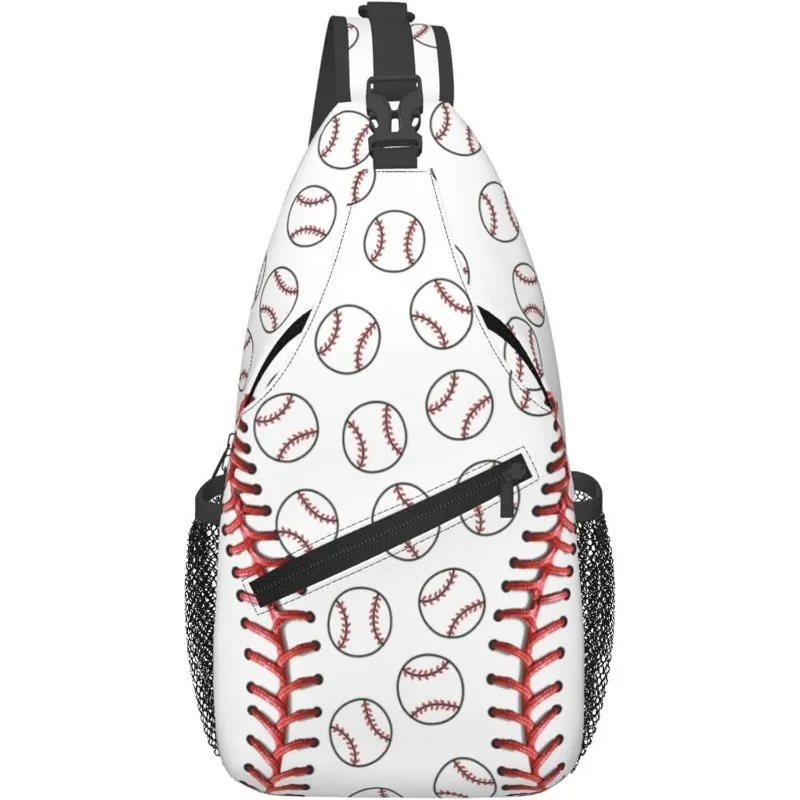 Men's Baseball Print Chest Crossbody Bag Adjustable Strap Durable Casual Sports Bag for Outdoor Multifunctional Sling Pack