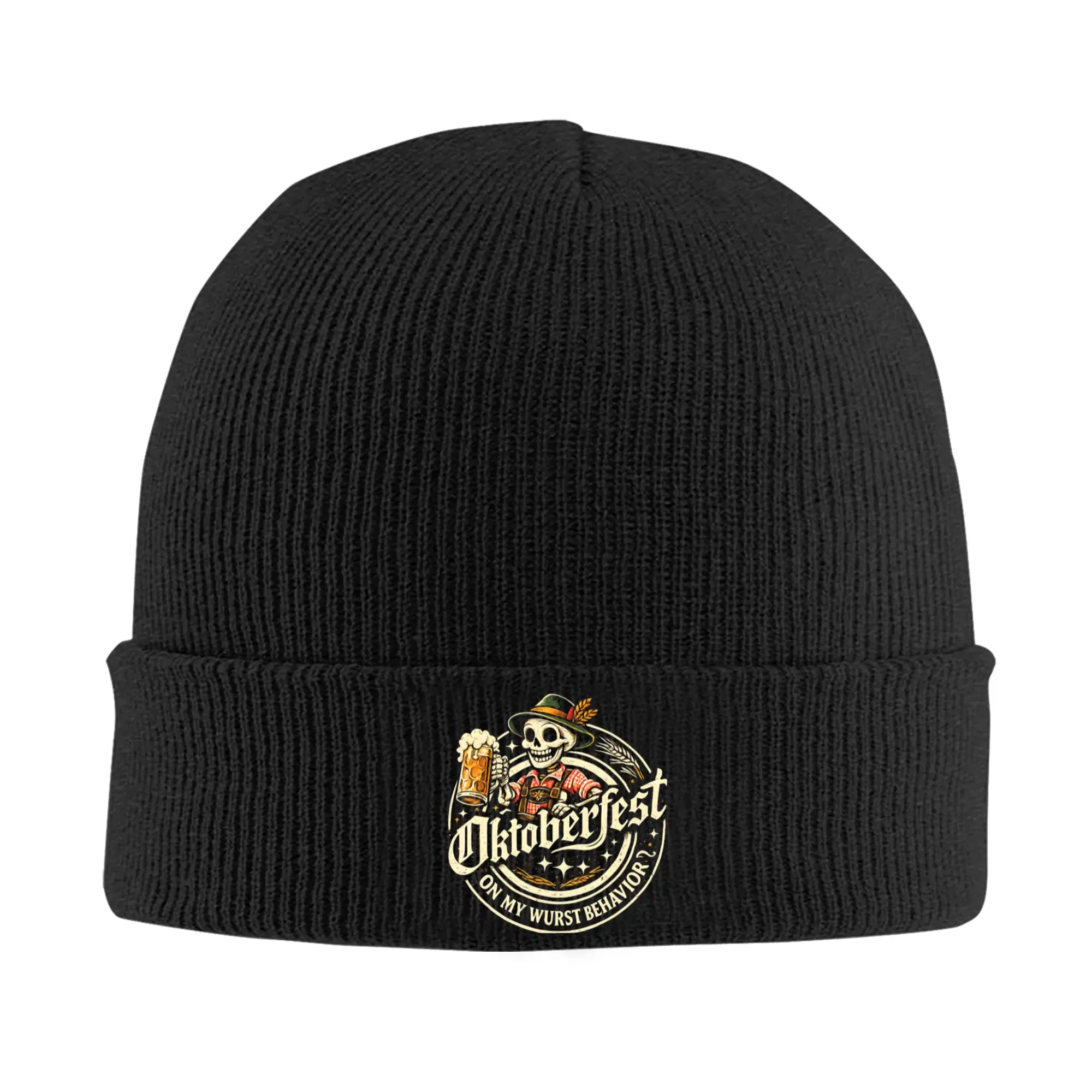 Oktoberfest Prost Skeleton Beer Festival Knitted Hat Women's Men's Beanies Autumn Winter Casual Hat Acrylic German Warm Caps