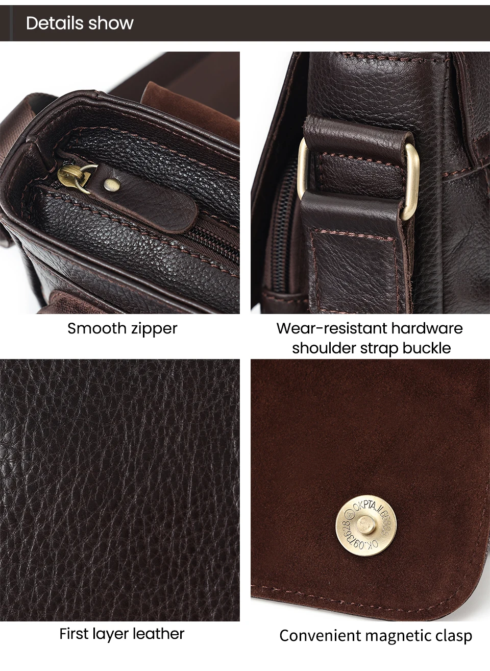 JOYIR Echtes Rindsleder Männer Vintage Handtaschen Flap männer Schulter Taschen Casual Messenger Taschen Mode Umhängetasche – Detail 9
