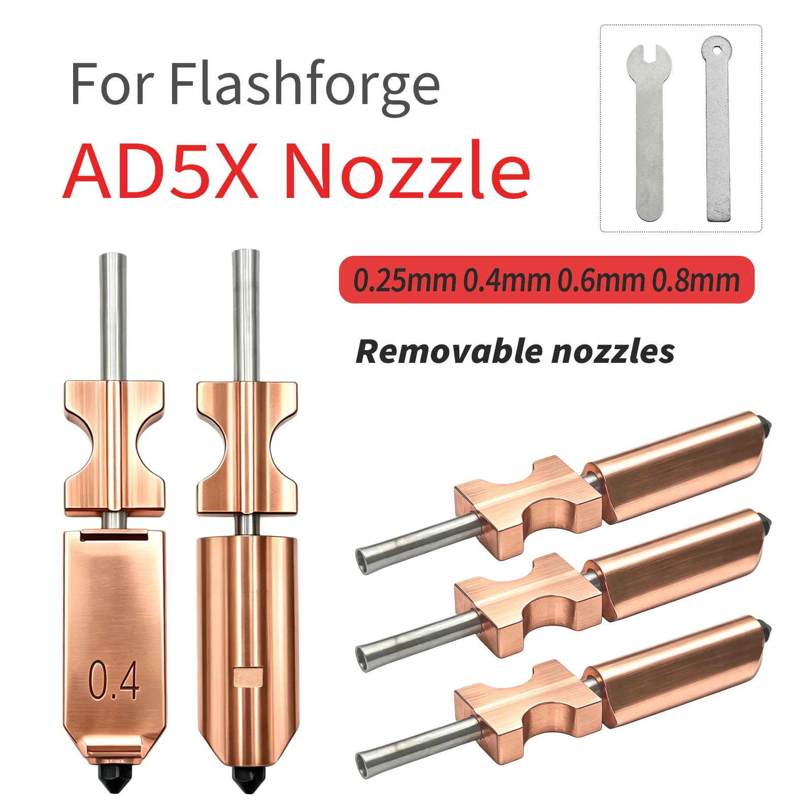 Für Flashforge AD5X Schnellwechsel-Düsenkit aus gehärtetem Stahl 0,4mm Hotend Silikonsocke Wischer Adventurer 5X 3D-Drucker Upgrade-Teile