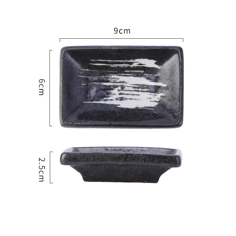 NONE 4Pcs Keramik Rechteck Kleine Sauce Gericht Japanischen Stil Aroma Sushi Senf Platte Sojasauce Kirschblüte Pfeffer Tablett Hause 6