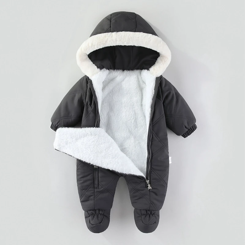 

Newborn Baby Girl Jumpsuit Autumn and Winter Baby Romper With Gloves Warm Infant Snowsuit Thicken Cartoon Baby Ski Suit Coat
