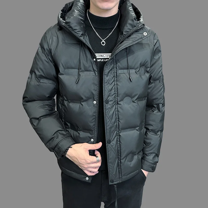 Luxury Down Coat Men Winter Warm Lightweight White Duck Down Coat Windproof Jacket Stand-up Collar Short Tops Long Sleeve Jacket