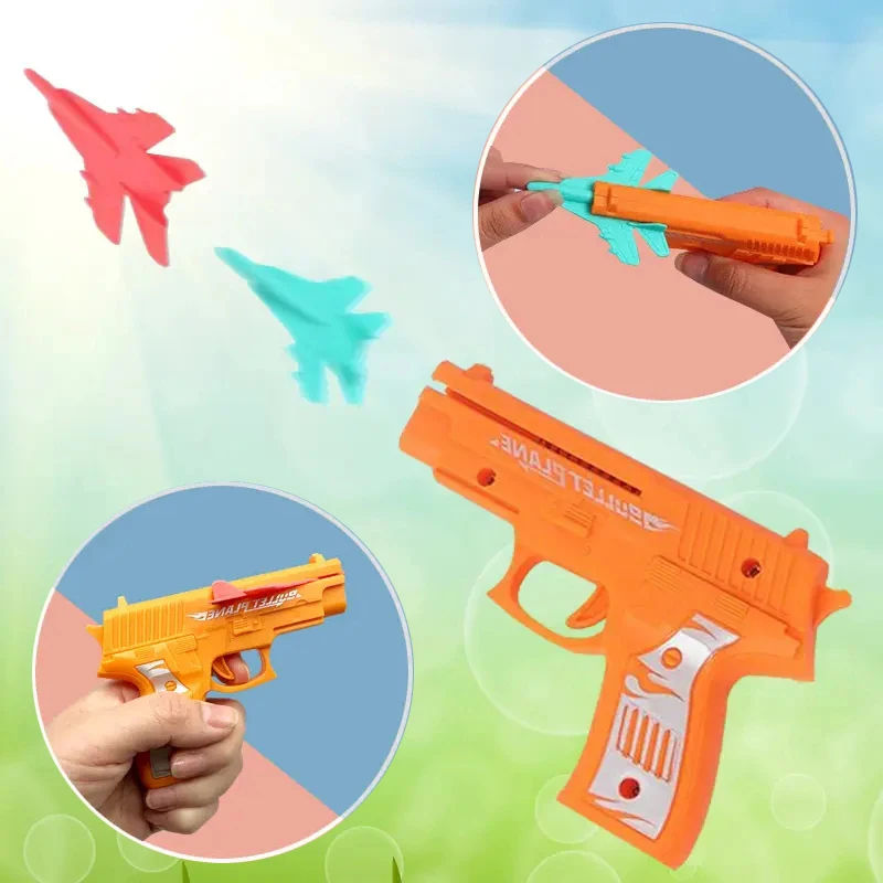Lanciatore di aerei Catapulta Tiro all'aperto Pistola giocattolo Lanciatore di aliante Pistola per aereo Divertimento creativo Giocattolo sportivo Modello Colore casuale