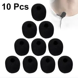 10pcs Black Mini Foam Windscreen for Headset Microphone / Protection of Lavalier Microphones, High Density Mic Covers
