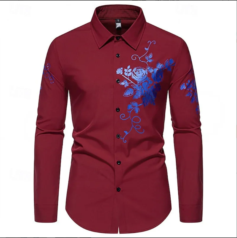 Men's Shirt Regular Folding Shirt Men's 3D Printing Geometric Printing Casual Clothing Long Sleeve Fashion Printed Shirt