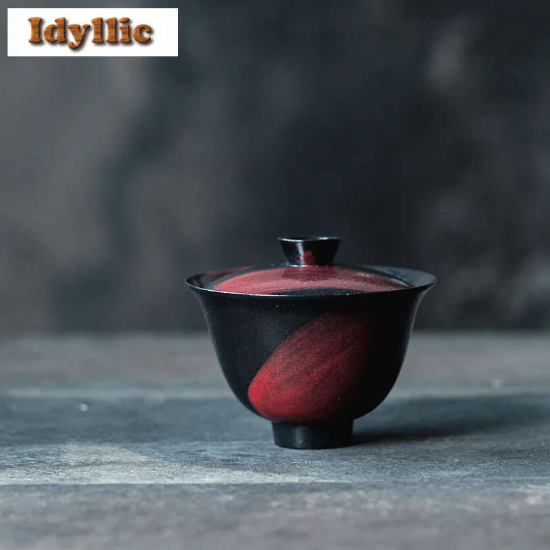 

130 мл A Touch Of Hawthorn Red Gaiwan Креативная чайная чаша с крышкой Набор для приготовления чая Крышка Чаша Чайная посуда Аксессуары Ремесло