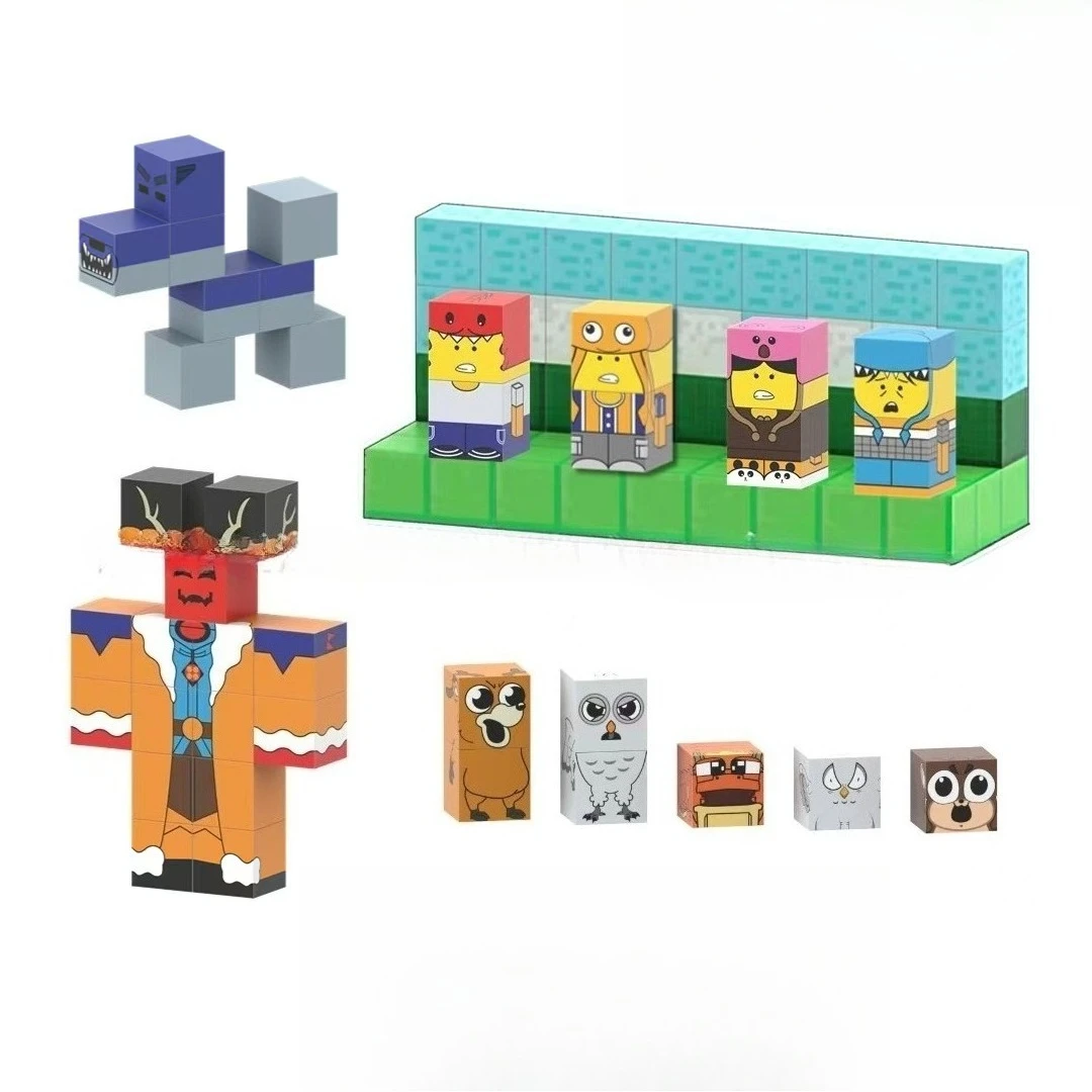 Nowe 99 Nocnych Wędrówek w Lesie Magnetyczne Klocki Konstrukcyjne Scena Polowania na Potwornego Jelenia Zabawki Edukacyjne dla Dzieci Prezent