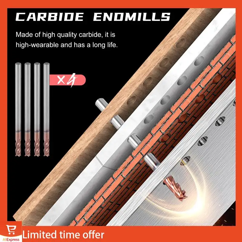 

Fresh 5PCS 3Mm Solid Carbide Endmills Endmill D3X8XD4X50L 4Flute Side Milling Slotting Profiling Face Mill Standard Length