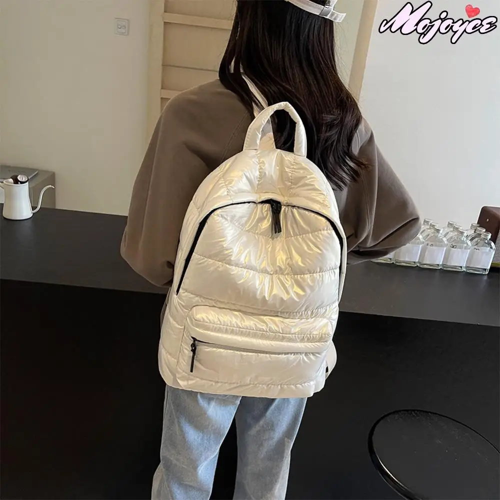 2025 Winter Ultra Light Space Down Women's Backpacks Puffer Daypack Multi Pocket Knapsack Large Capacity Rucksack School Bags