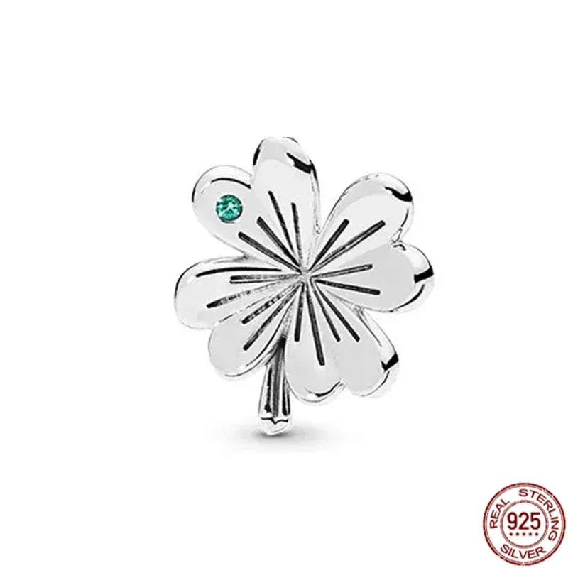 Hot Four Leaf Clover Flower Dangle Charm Bead 925 Sterling Silver Fit Original Fit Pandoraer Bracelet Bangle DIY Jewelry Gift