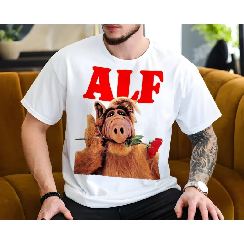 0210 Alf Men's T Shirts Tv Comedy Gordon Shumway Sitcom Cat Series Alien Hipster Tee Short Sleeve 100% cotton  All size tops