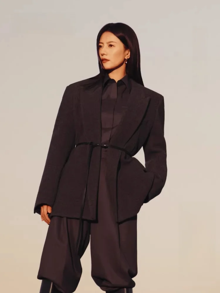 

Edition Winter New Neutal Style Workwear Shirt with Pocket Women's Long Sleeve Cotton Blend Button Front Mid-Length Shirt