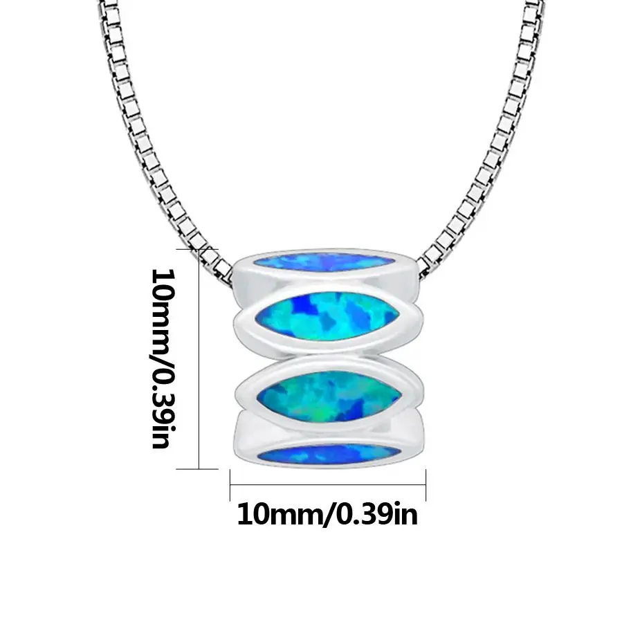Multi Row Opal Pendant,Blue Iridescent Stones on White K Plated Bars,Architectural Dainty Necklace,Birthday Valentines Gift Idea