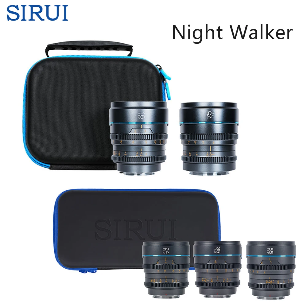 SIRUI NightWalker Series 16mm 24mm 35mm 55mm 75mm T1.2 lente Cine para Sony E FX30 ZV-E1 LUMIX L GH5 GH6 GH7 Canon RF Fuji X