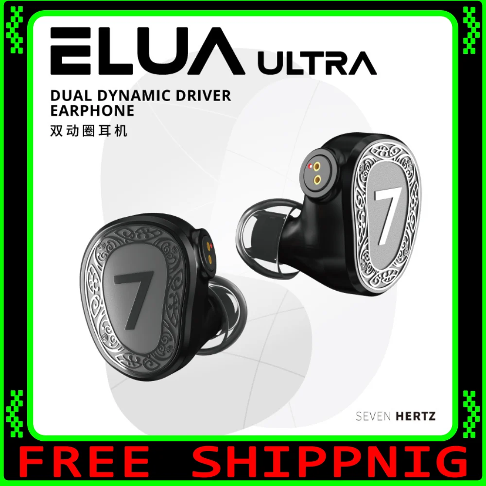

Проводные наушники-вкладыши Elua Ultra HIFI, 7 Гц, 10 мм + 8 мм, двойной динамический драйвер, настройка кривой целей со съемным кабелем премиум-класса