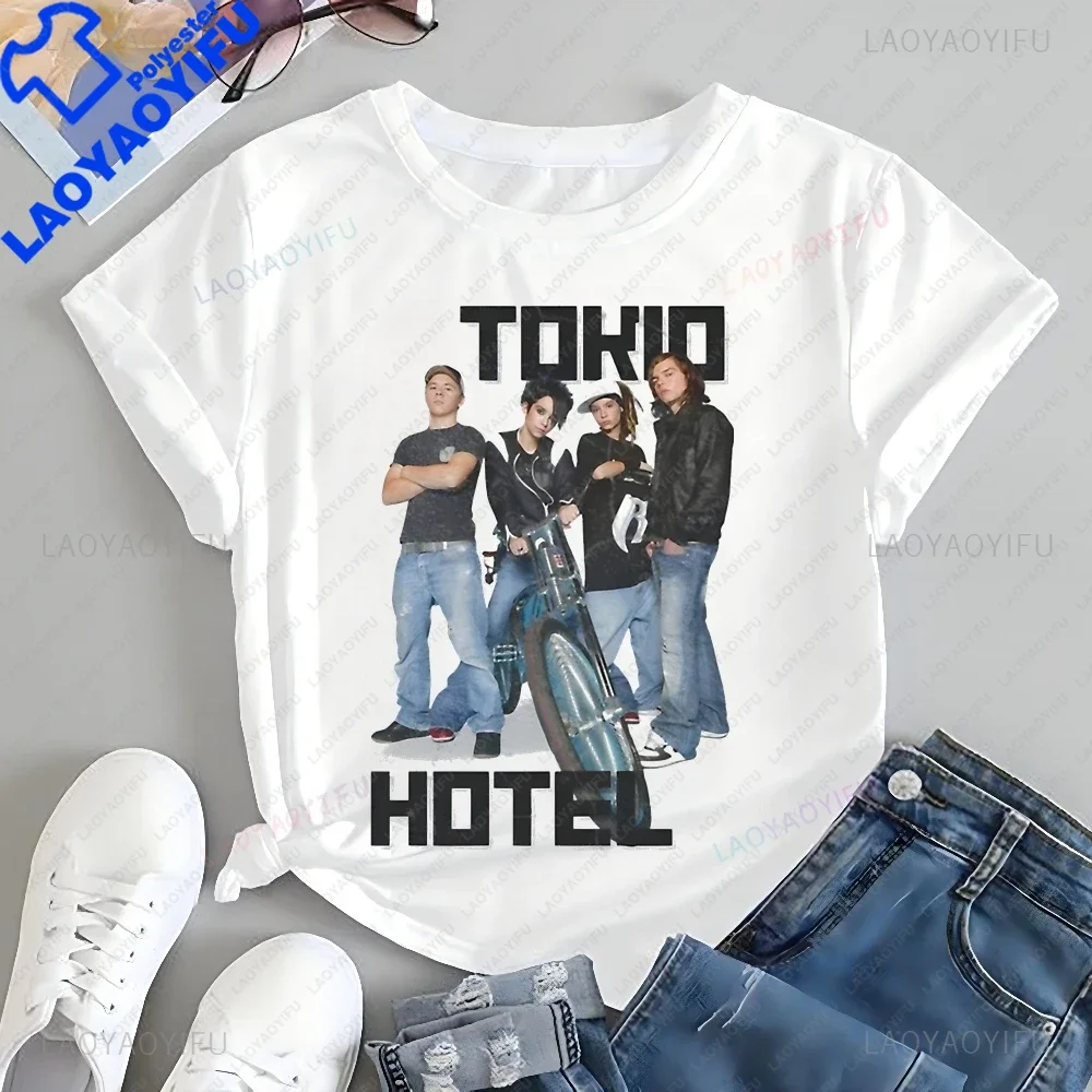 Tokio Hotel German Rock Band Printed T-shirt Top Tokio Hotel Trend Harajuku Short Sleeve Unisex Shirt Graphic Large T-shirt