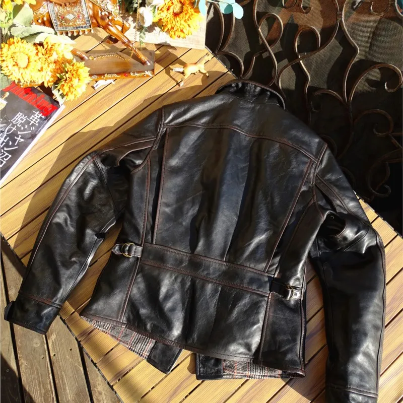 Tea Core Xiaoyou leather four-corner workwear lapel  coat