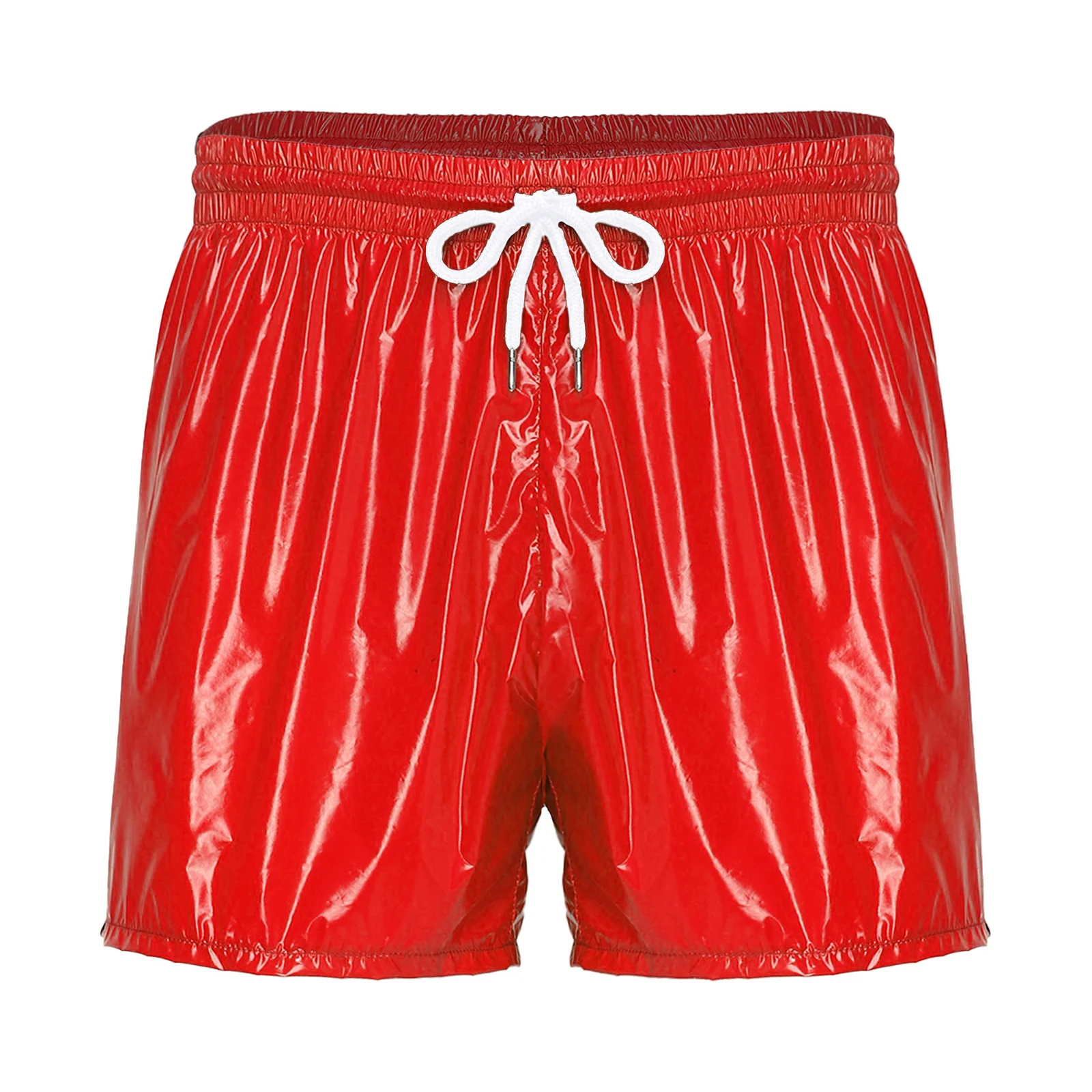 Swimwear Mens Swimsuit Waterproof Swimming Trunks Shiny Metallic Workout Swim Shorts Drawstring Built-in Briefs Boxer Shorts