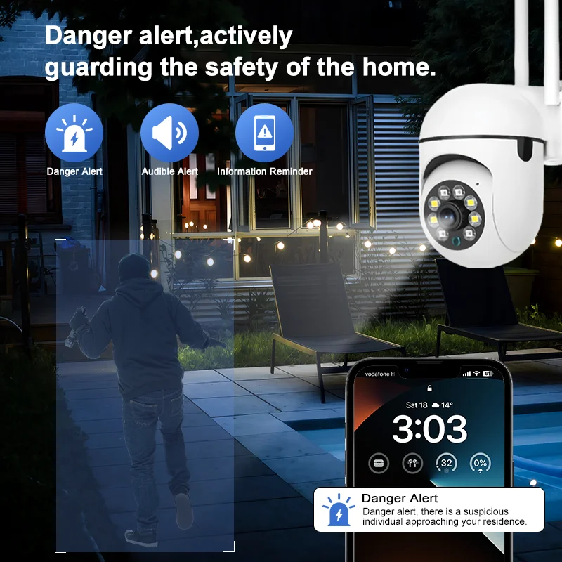 1080P كاميرا الأمن كاميرا واي فاي في الهواء الطلق PTZ سرعة كاميرا IP لاسلكية CCTV الصوت شبكة مراقبة ليلة كاميرا ملونة