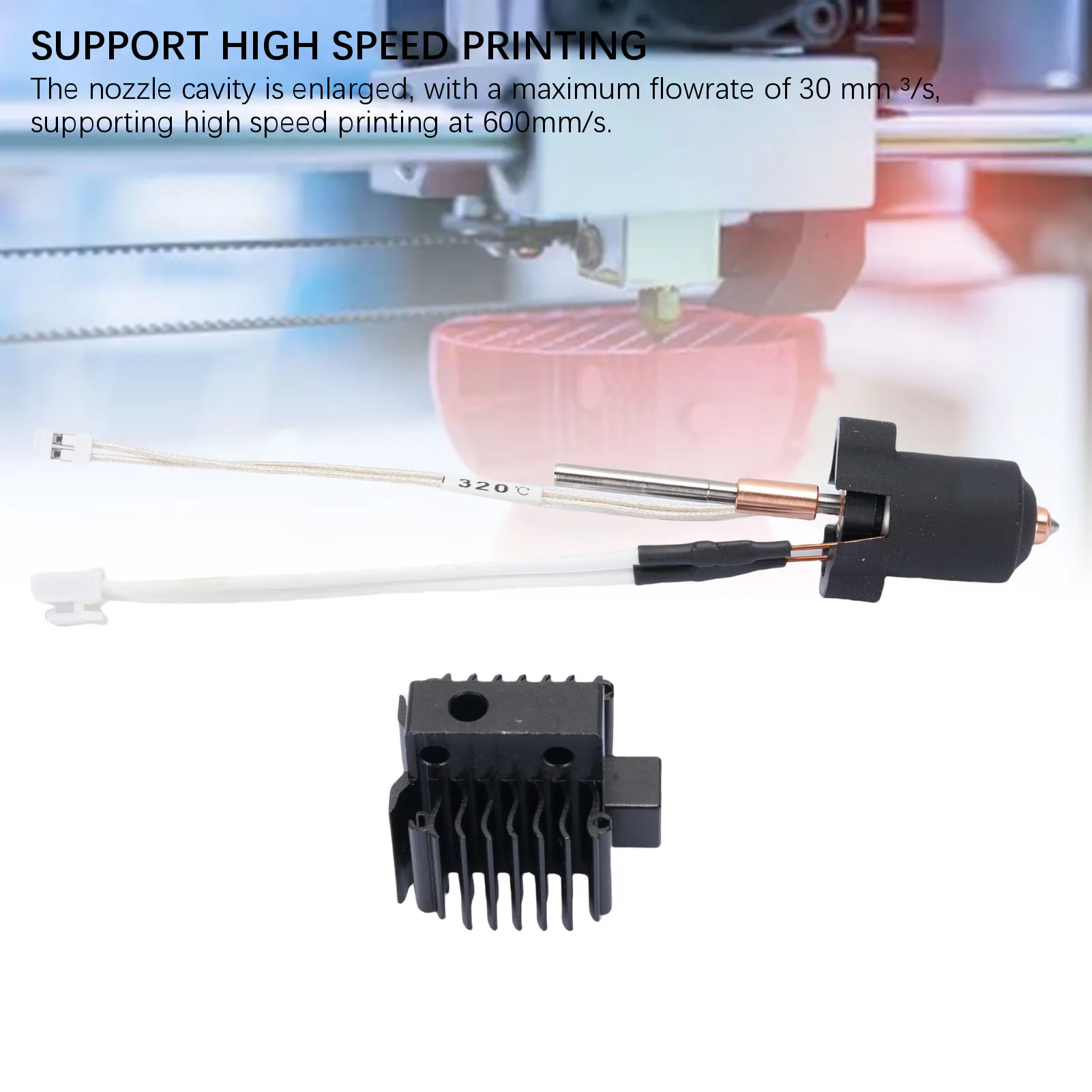 

3D Printer Hot End 60W Ceramic Heater High Thermal Conductivity 0.4mm Quick Swap Nozzle Extruder Hotend for PLA ABS PETG TPU