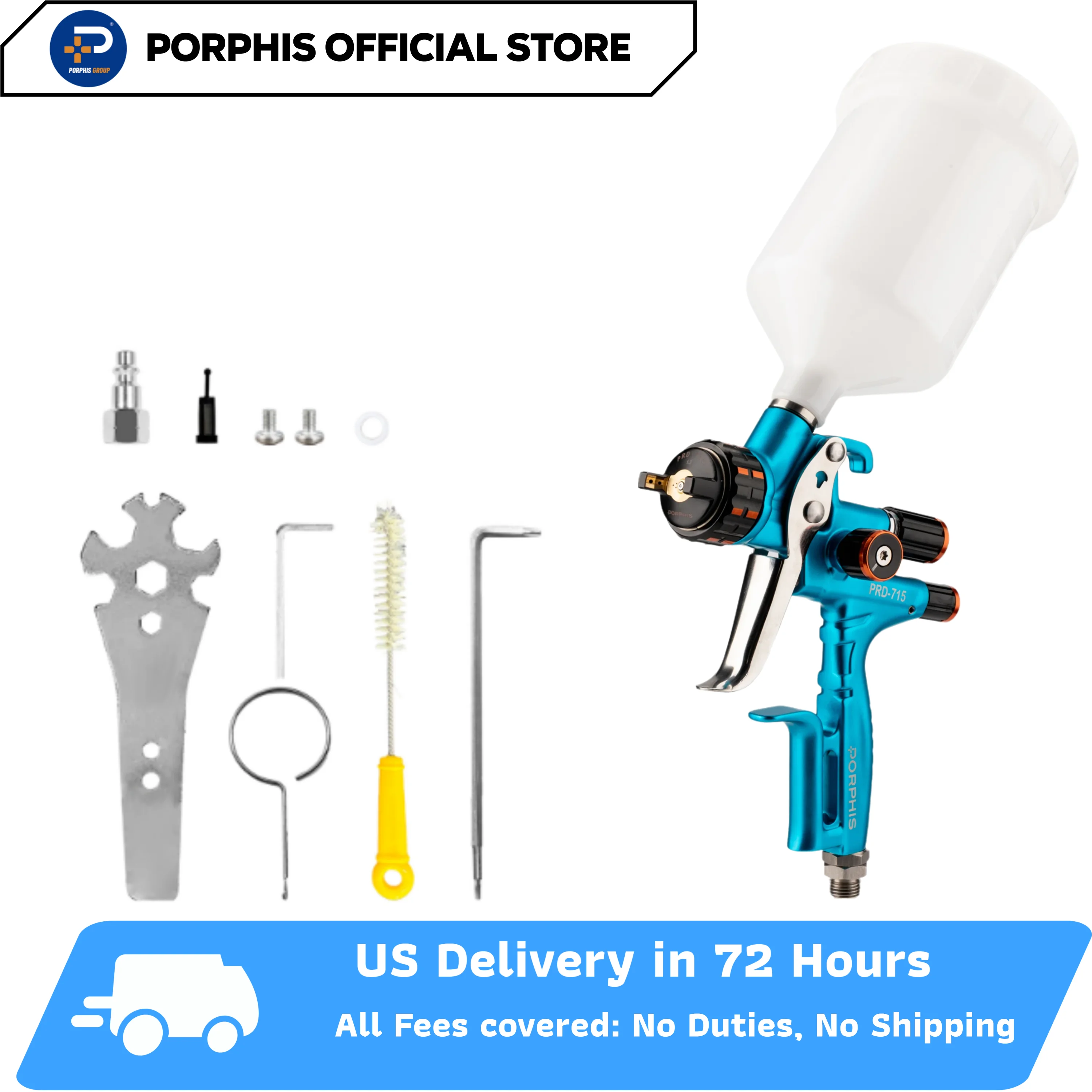

Пистолет-распылитель PORPHIS MP PRD-715 1,3/1,4 мм, сопло с пластиковой чашкой 650 мл для покраски автомобиля, аэрограф, ремонтный пистолет-распылитель, НАЛИЧИИ США