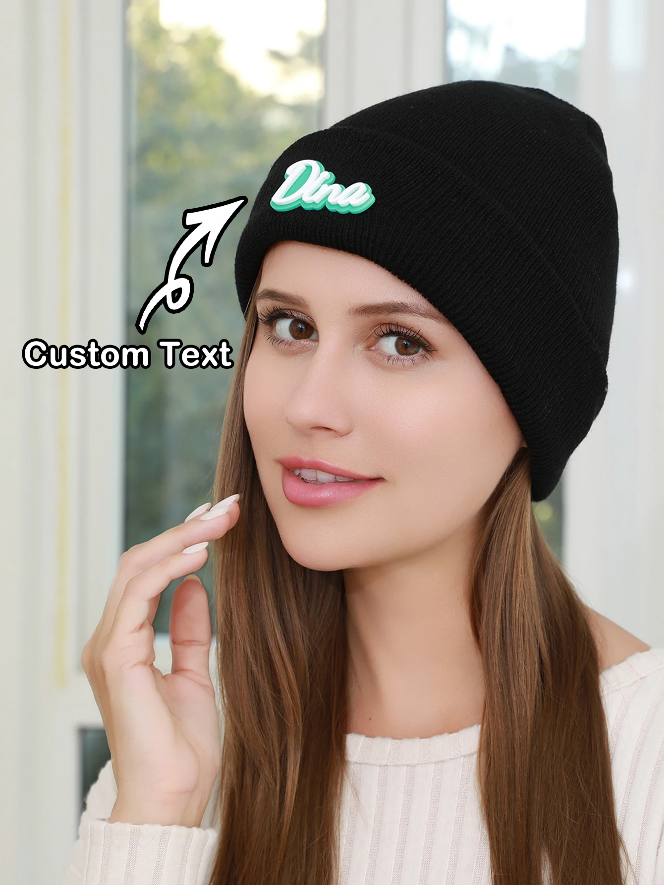نص مخصص محبوك قبعة الشتاء قبعة علوية قبعة شخصية للرجال النساء الاطفال قبعة متماسكة عصرية دافئة #1