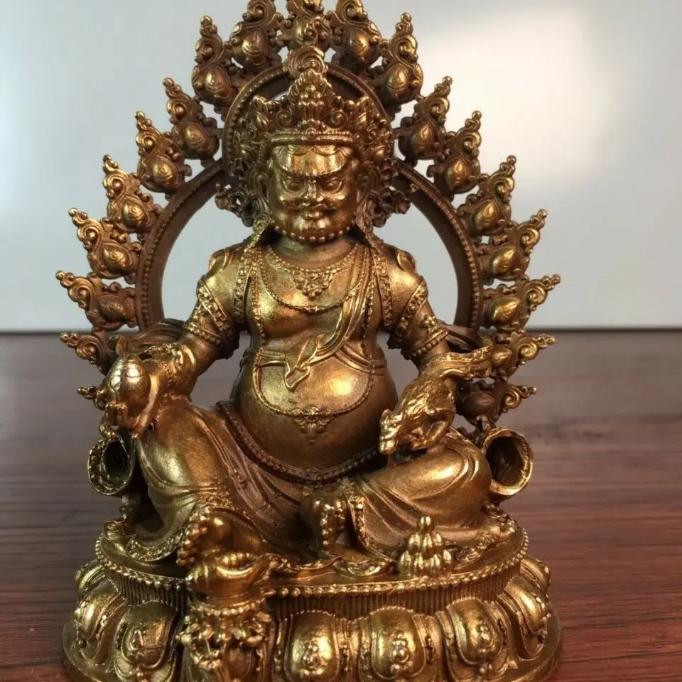 Pure copper yellow Buddha statue ornament of Nepalese God of Wealth Buddha statue