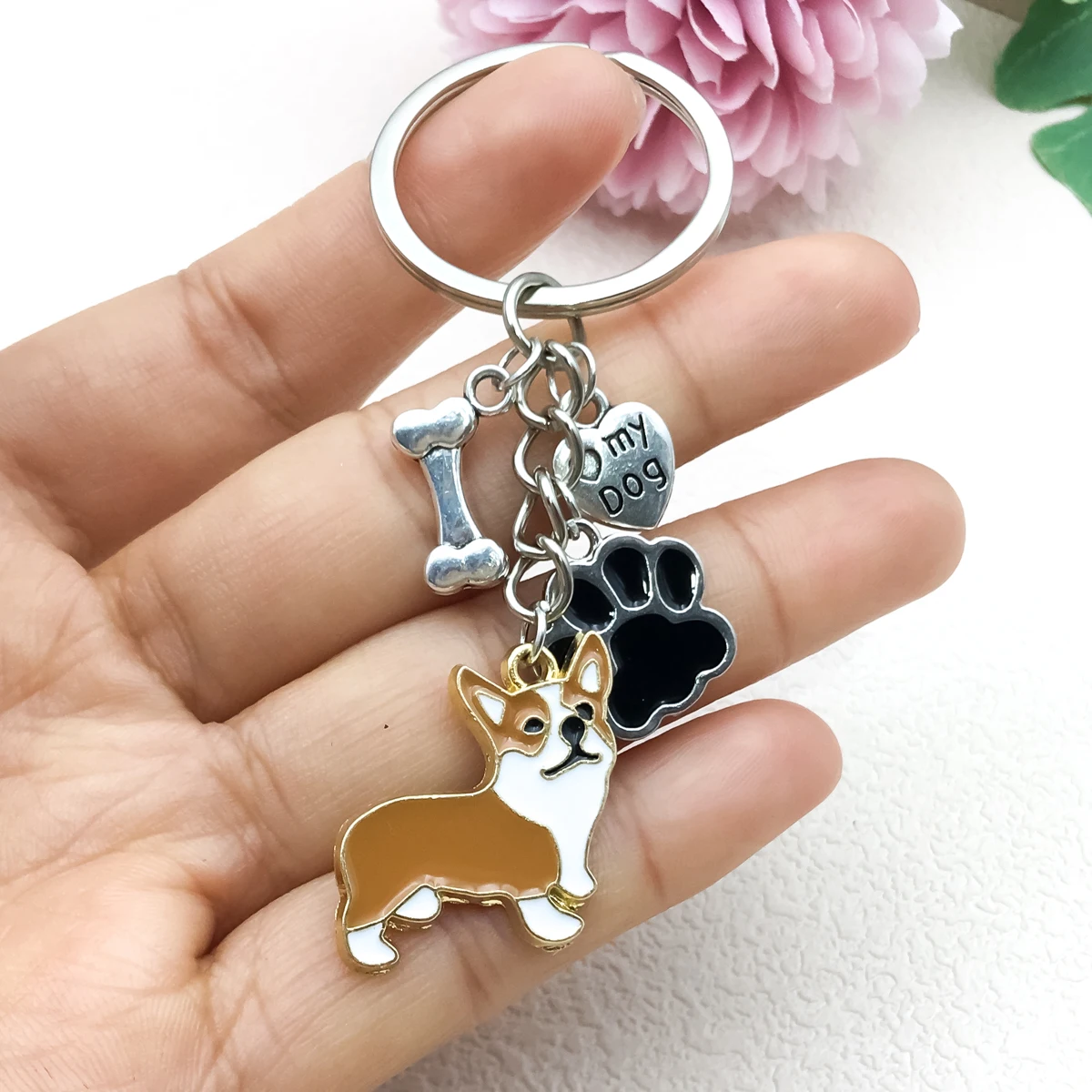 1pc Cartoon Cute Pet Dog Keychains Pet Commemorative Keychains Wallet Bags Backpacks Pendants For Dag Mom Dad, Pet Lovers