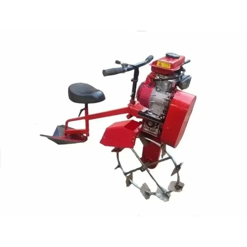 Riding hand pushed small rice field trencher