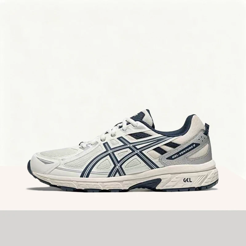 ASICS Gel-Venture 6 Men's White/Blue Low-Top Trail Runners – Soft Breathable Mesh, Non-Slip Durable Comfort & Fit 1011B550-107