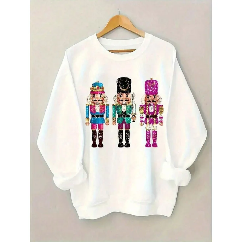 

Shiny Sequin Christmas Long Sleeve Hoodie Glittering Nightwear Unisex Colorfast Fabric Nine Points Sleeve Other Style T-Shirt