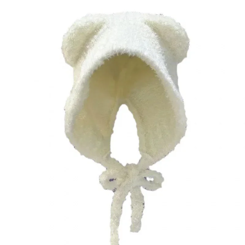 Bear Ears Hat Korean Version Ins Cute Knitted Rope Hat Autumn and Winter Warm Ear Protection Knitted Hat